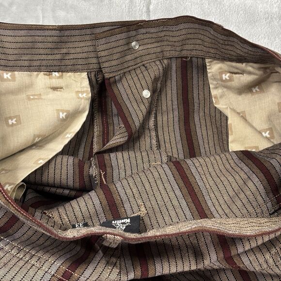 Katin Surf Co  Men's Bermuda Shorts Size 33 Brown /Maroon Striped Button Fly - Picture 8 of 13